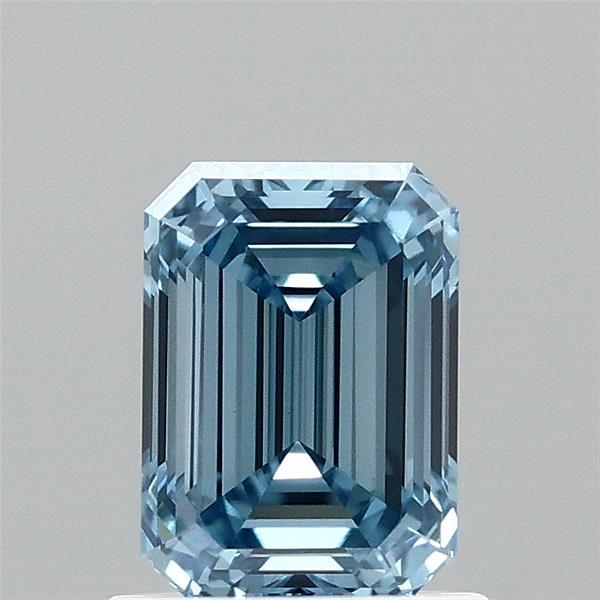1.06 Carat Emerald Shaped, Ideal Cut, FANCY VIVID BLUE Color, VVS2 Clarity, IGI Certified Lab Grown Diamond