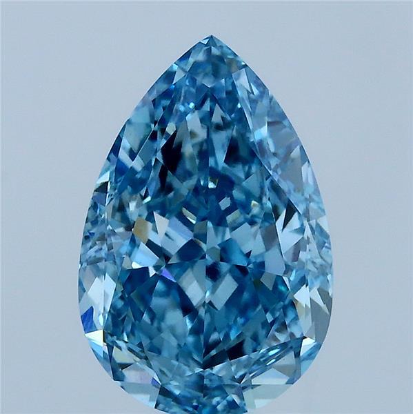 3.23 Carat Pear Shaped, Very Good Cut, FANCY VIVID BLUE Color, VVS2 Clarity, IGI Certified Lab Grown Diamond