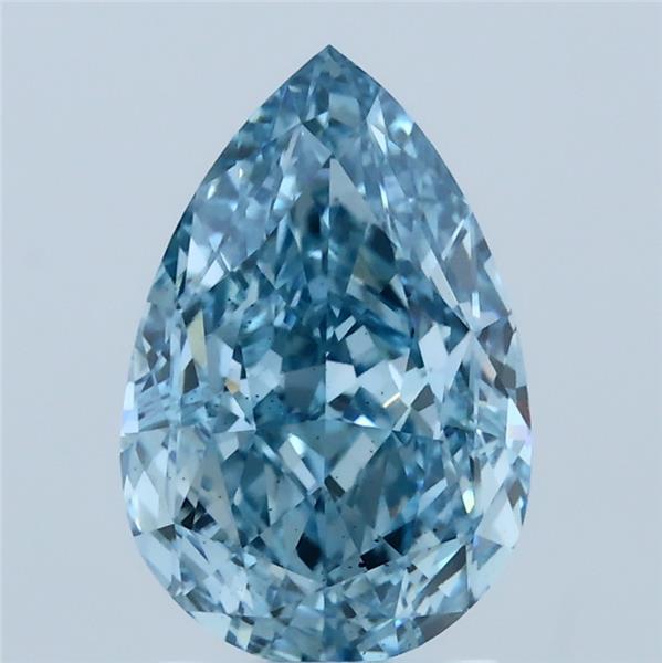 2.56 Carat Pear Shaped, Excellent Cut, FANCY VIVID BLUE Color, VS2 Clarity, IGI Certified Lab Grown Diamond