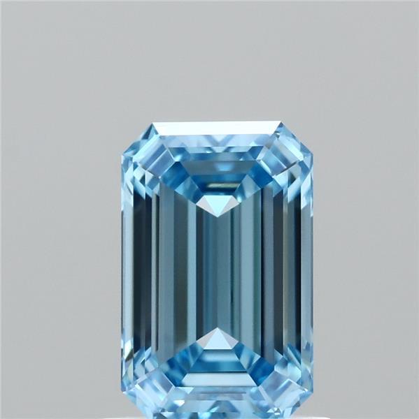 1.04 Carat Emerald Shaped, Ideal Cut, FANCY VIVID BLUE Color, VVS1 Clarity, IGI Certified Lab Grown Diamond