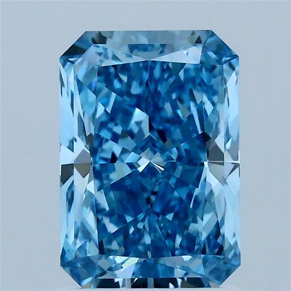 1.61 Carat Radiant Shaped, Ideal Cut, FANCY VIVID BLUE Color, VS2 Clarity, IGI Certified Lab Grown Diamond