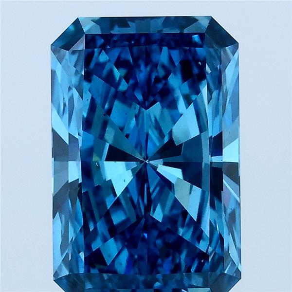 3.00 Carat Radiant Shaped, Ideal Cut, FANCY VIVID BLUE Color, VS1 Clarity, IGI Certified Lab Grown Diamond