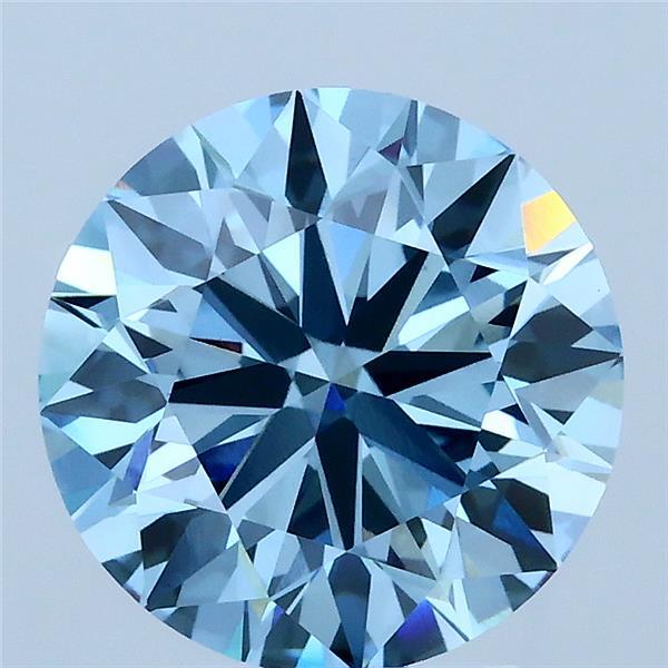 3.01 Carat Round Shaped, Ideal Cut, FANCY VIVID BLUE Color, VVS2 Clarity, IGI Certified Lab Grown Diamond