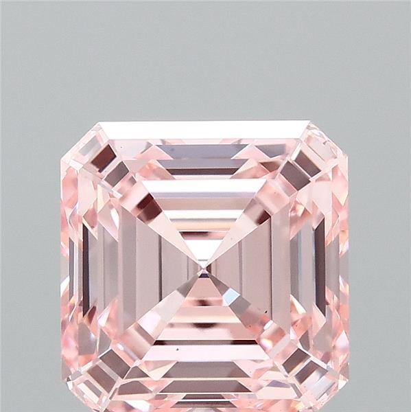 3.01 Carat Asscher Shaped, Excellent Cut, FANCY INTENSE PINK Color, VS1 Clarity, IGI Certified Lab Grown Diamond