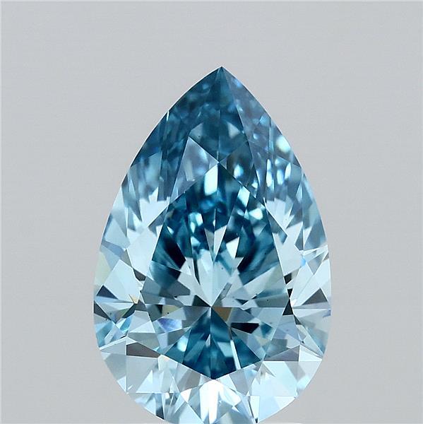 2.54 Carat Pear Shaped, Ideal Cut, FANCY VIVID BLUE Color, VS1 Clarity, IGI Certified Lab Grown Diamond