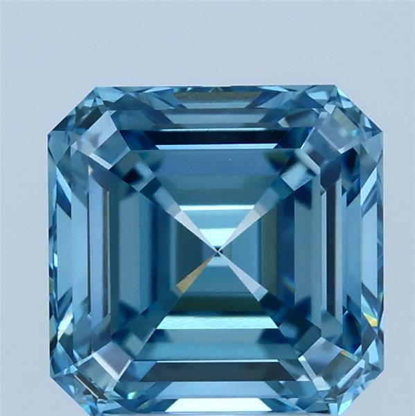 2.50 Carat Asscher Shaped, Ideal Cut, FANCY VIVID BLUE Color, VVS2 Clarity, IGI Certified Lab Grown Diamond