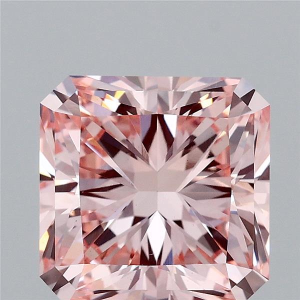 3.01 Carat Radiant Shaped, Ideal Cut, FANCY INTENSE PINK Color, VS1 Clarity, IGI Certified Lab Grown Diamond