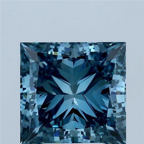 4.01 Carat Princess Shaped, Ideal Cut, FANCY VIVID BLUE Color, VS1 Clarity, IGI Certified Lab Grown Diamond