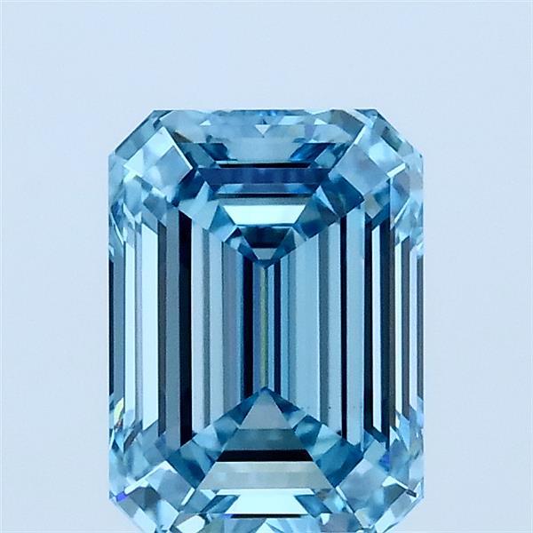 1.43 Carat Emerald Shaped, Ideal Cut, FANCY VIVID BLUE Color, VS1 Clarity, IGI Certified Lab Grown Diamond