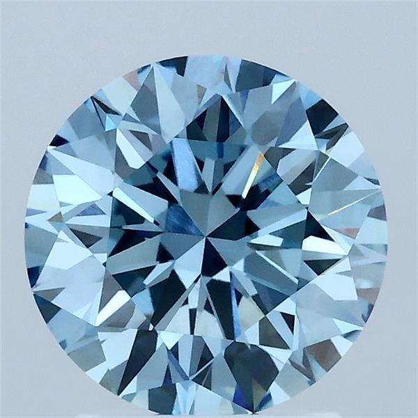 2.01 Carat Round Shaped, Ideal Cut, FANCY VIVID BLUE Color, VVS2 Clarity, IGI Certified Lab Grown Diamond