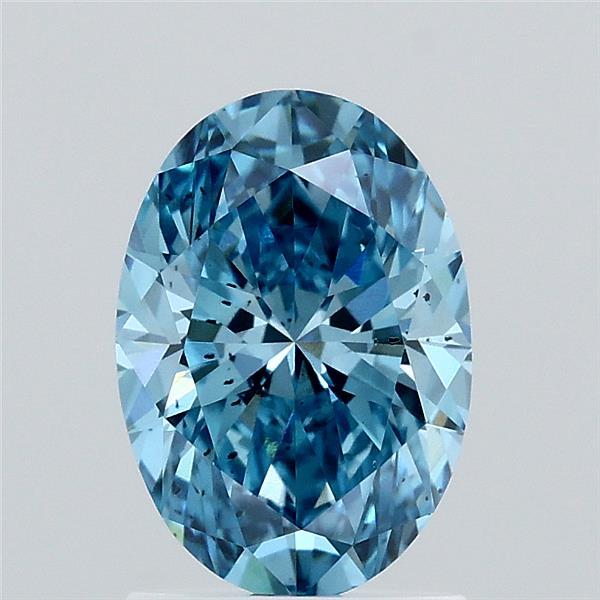 1.50 Carat Oval Shaped, Excellent Cut, FANCY VIVID BLUE Color, SI1 Clarity, IGI Certified Lab Grown Diamond