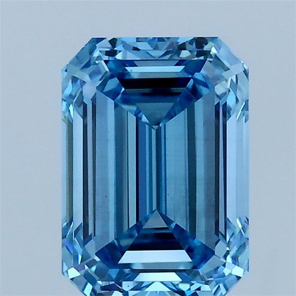 1.51 Carat Emerald Shaped, Ideal Cut, FANCY VIVID BLUE Color, VS1 Clarity, IGI Certified Lab Grown Diamond