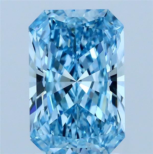 2.19 Carat Radiant Shaped, Ideal Cut, FANCY VIVID BLUE Color, VS2 Clarity, IGI Certified Lab Grown Diamond