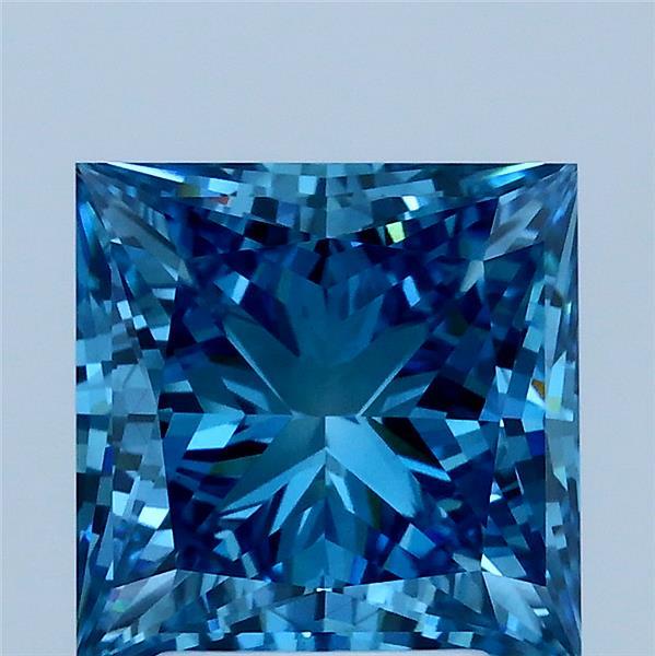 3.00 Carat Princess Shaped, Ideal Cut, FANCY VIVID BLUE Color, VS1 Clarity, IGI Certified Lab Grown Diamond