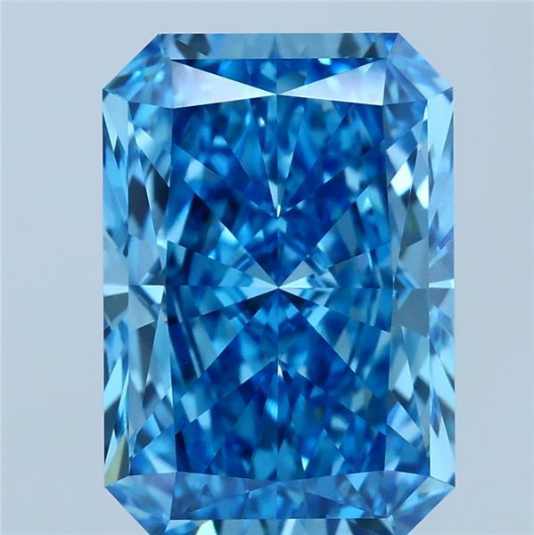 3.85 Carat Radiant Shaped, Ideal Cut, FANCY VIVID BLUE Color, VVS2 Clarity, IGI Certified Lab Grown Diamond