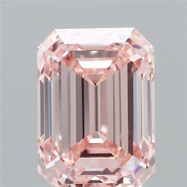 2.01 Carat Emerald Shaped, Ideal Cut, FANCY INTENSE PINK Color, VS1 Clarity, IGI Certified Lab Grown Diamond