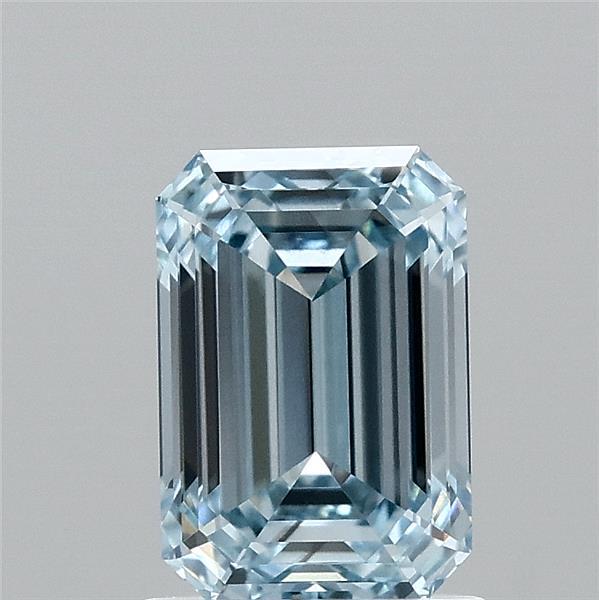 1.47 Carat Emerald Shaped, Ideal Cut, FANCY INTENSE BLUE Color, VS1 Clarity, IGI Certified Lab Grown Diamond
