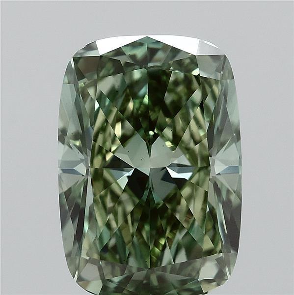 2.46 Carat Cushion Shaped, Excellent Cut, FANCY VIVID GREEN Color, VS2 Clarity, IGI Certified Lab Grown Diamond
