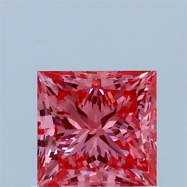 1.00 Carat Princess Shaped, Ideal Cut, FANCY VIVID PINK Color, VVS2 Clarity, IGI Certified Lab Grown Diamond