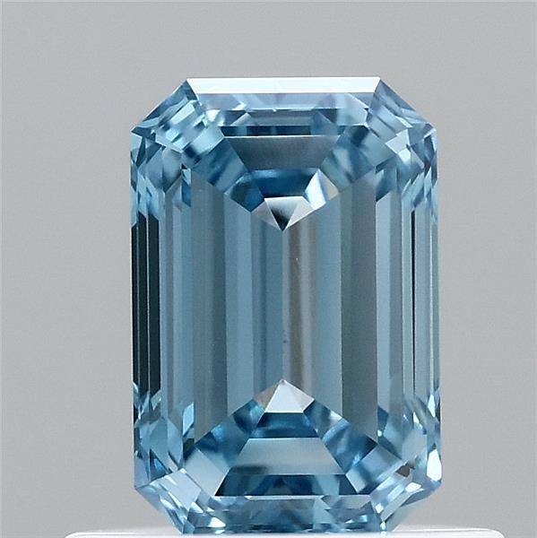0.71 Carat Emerald Shaped, Excellent Cut, FANCY VIVID BLUE Color, VS1 Clarity, IGI Certified Lab Grown Diamond