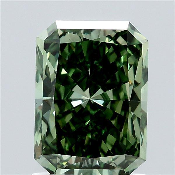 1.55 Carat Radiant Shaped, Ideal Cut, FANCY VIVID GREEN Color, VS1 Clarity, IGI Certified Lab Grown Diamond