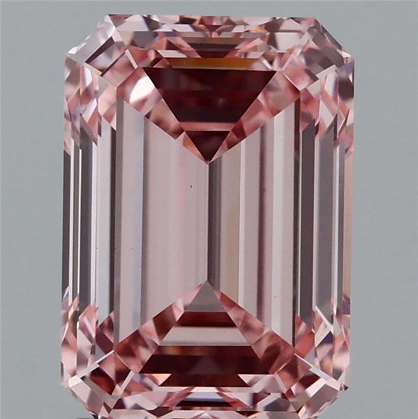 2.22 Carat Emerald Shaped, Ideal Cut, FANCY INTENSE PINK Color, VS1 Clarity, IGI Certified Lab Grown Diamond
