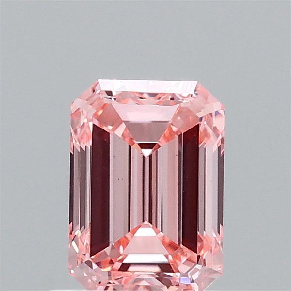 0.92 Carat Emerald Shaped, Excellent Cut, FANCY VIVID PINK Color, VS1 Clarity, IGI Certified Lab Grown Diamond