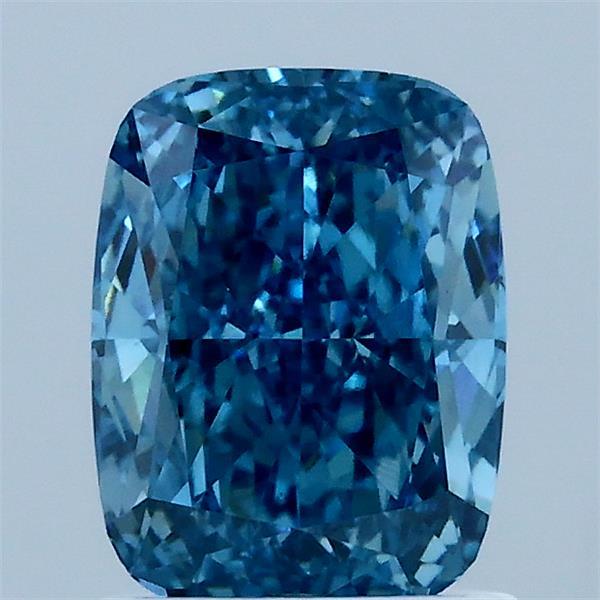 1.55 Carat Cushion Shaped, Ideal Cut, FANCY VIVID BLUE Color, VS2 Clarity, IGI Certified Lab Grown Diamond
