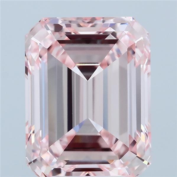 5.02 Carat Emerald Shaped, Ideal Cut, FANCY INTENSE PINK Color, VVS2 Clarity, IGI Certified Lab Grown Diamond