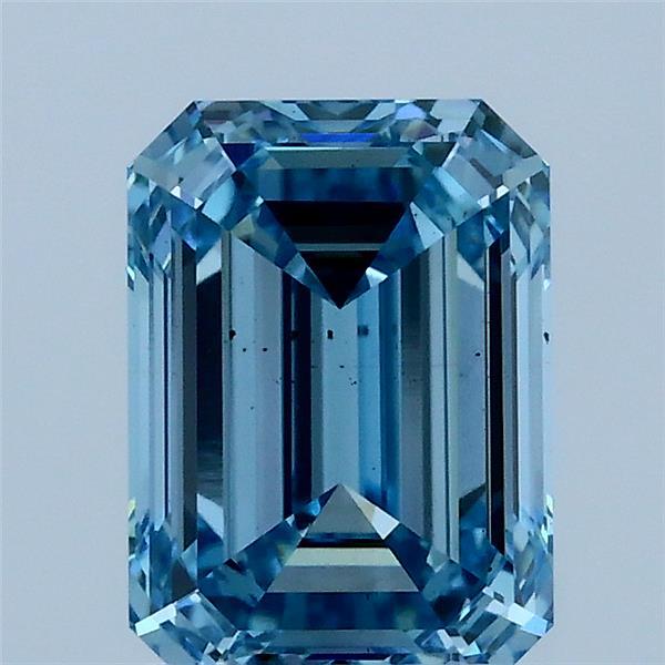2.00 Carat Emerald Shaped, Ideal Cut, FANCY VIVID BLUE Color, VS2 Clarity, IGI Certified Lab Grown Diamond