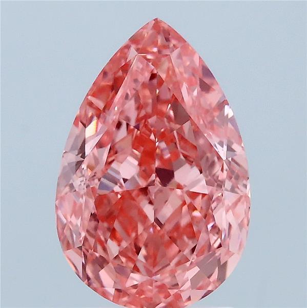 3.08 Carat Pear Shaped, Excellent Cut, FANCY VIVID PINK Color, VVS2 Clarity, IGI Certified Lab Grown Diamond