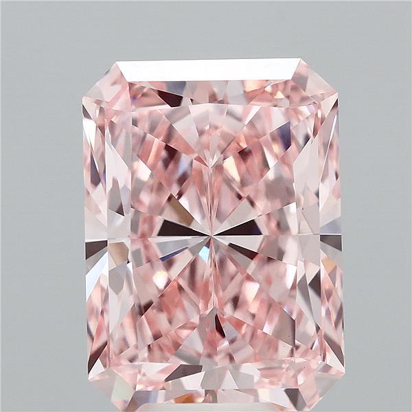 8.29 Carat Radiant Shaped, Ideal Cut, FANCY INTENSE PINK Color, VVS2 Clarity, IGI Certified Lab Grown Diamond