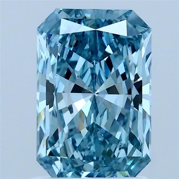 1.57 Carat Radiant Shaped, Ideal Cut, FANCY VIVID BLUE Color, VVS2 Clarity, IGI Certified Lab Grown Diamond