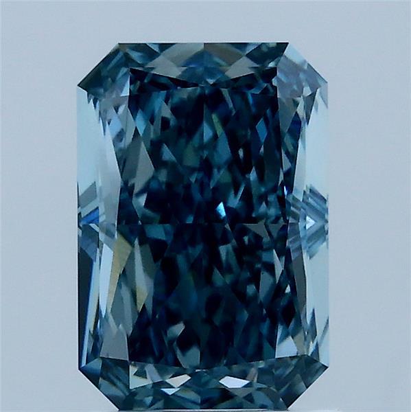 2.00 Carat Radiant Shaped, Excellent Cut, FANCY VIVID BLUE Color, VVS2 Clarity, IGI Certified Lab Grown Diamond