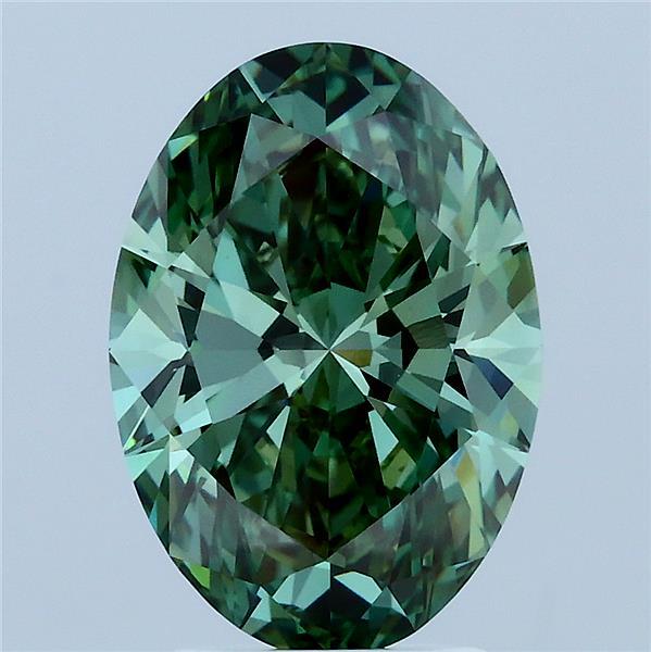 3.08 Carat Oval Shaped, Ideal Cut, FANCY VIVID GREEN Color, VVS2 Clarity, IGI Certified Lab Grown Diamond