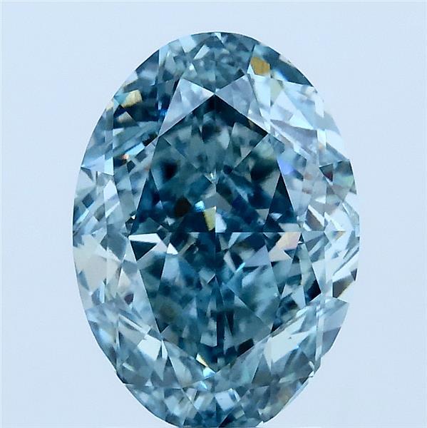 3.04 Carat Oval Shaped, Excellent Cut, FANCY VIVID GREENISH BLUE Color, VS1 Clarity, IGI Certified Lab Grown Diamond