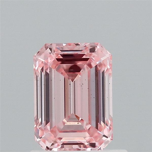 0.96 Carat Emerald Shaped, Ideal Cut, FANCY INTENSE PINK Color, VS2 Clarity, IGI Certified Lab Grown Diamond