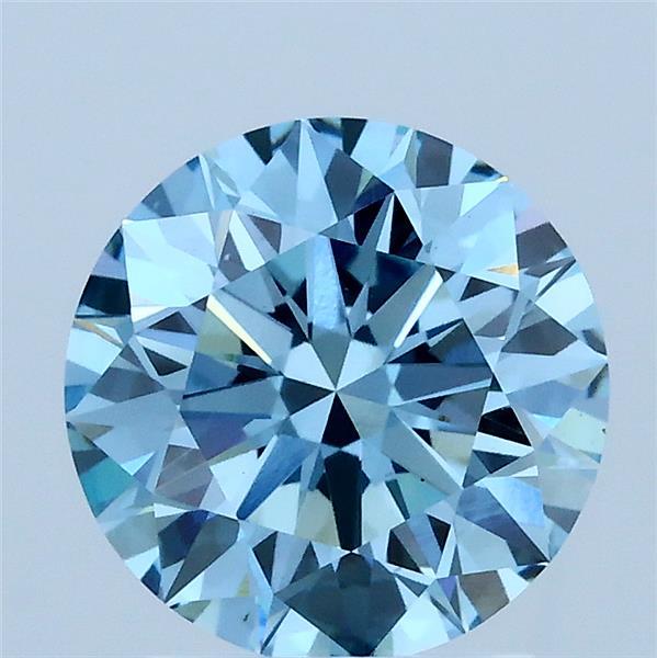 2.05 Carat Round Shaped, Ideal Cut, FANCY VIVID BLUE Color, VS1 Clarity, IGI Certified Lab Grown Diamond
