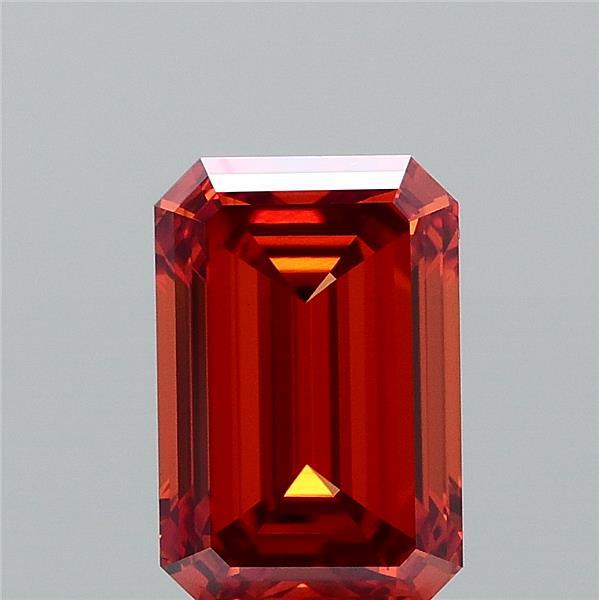 1.01 Carat Emerald Shaped, Excellent Cut, FANCY VIVID ORANGE Color, VS1 Clarity, IGI Certified Lab Grown Diamond