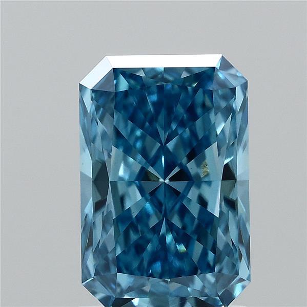 1.61 Carat Radiant Shaped, Ideal Cut, FANCY VIVID BLUE Color, VVS2 Clarity, IGI Certified Lab Grown Diamond