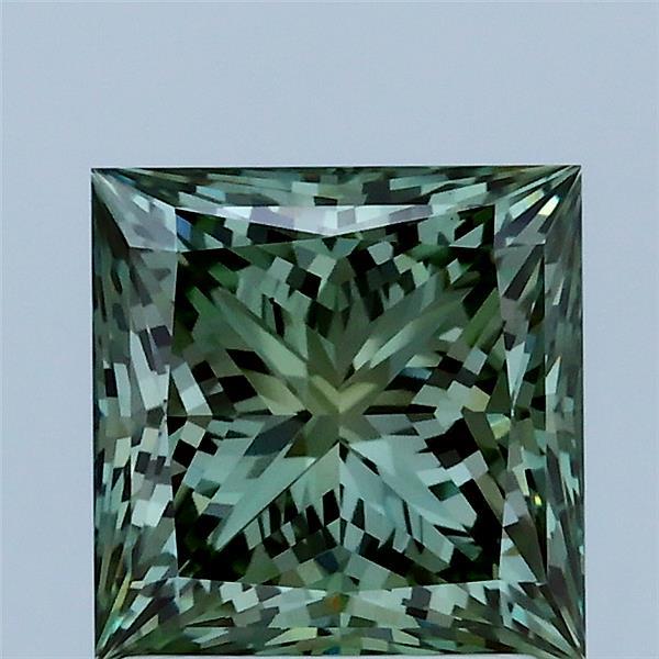 2.07 Carat Princess Shaped, Ideal Cut, FANCY VIVID GREEN Color, VS1 Clarity, IGI Certified Lab Grown Diamond