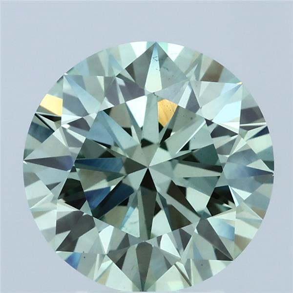 3.70 Carat Round Shaped, Ideal Cut, FANCY INTENSE GREEN Color, VS2 Clarity, IGI Certified Lab Grown Diamond