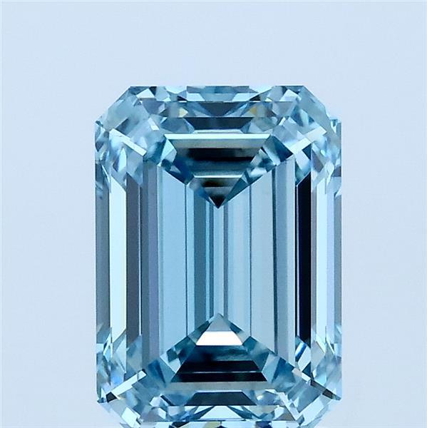 1.92 Carat Emerald Shaped, Ideal Cut, FANCY VIVID BLUE Color, VS1 Clarity, IGI Certified Lab Grown Diamond