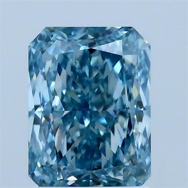 1.59 Carat Radiant Shaped, Ideal Cut, FANCY INTENSE BLUE Color, VVS2 Clarity, IGI Certified Lab Grown Diamond