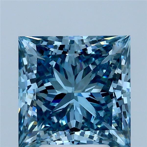3.50 Carat Princess Shaped, Ideal Cut, FANCY VIVID BLUE Color, VS1 Clarity, IGI Certified Lab Grown Diamond