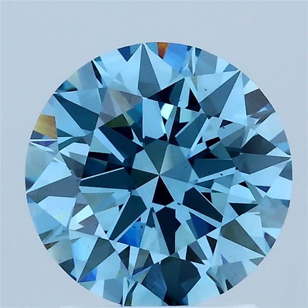 1.86 Carat Round Shaped, Ideal Cut, FANCY VIVID BLUE Color, VS1 Clarity, IGI Certified Lab Grown Diamond