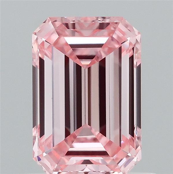 0.96 Carat Emerald Shaped, Ideal Cut, FANCY INTENSE PINK Color, VS1 Clarity, IGI Certified Lab Grown Diamond