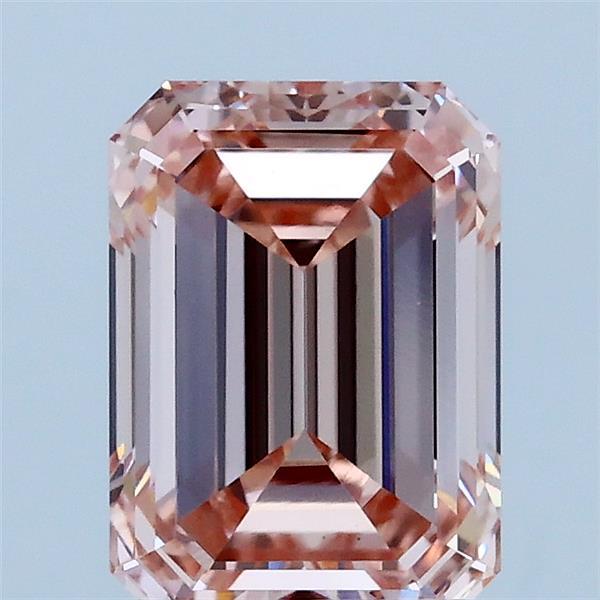 1.85 Carat Emerald Shaped, Ideal Cut, FANCY INTENSE PINK Color, VS1 Clarity, IGI Certified Lab Grown Diamond