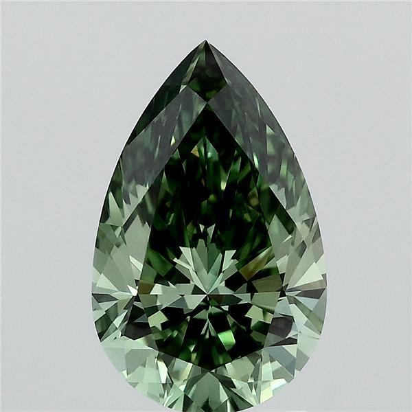 2.10 Carat Pear Shaped, Ideal Cut, FANCY VIVID GREEN Color, VVS2 Clarity, IGI Certified Lab Grown Diamond