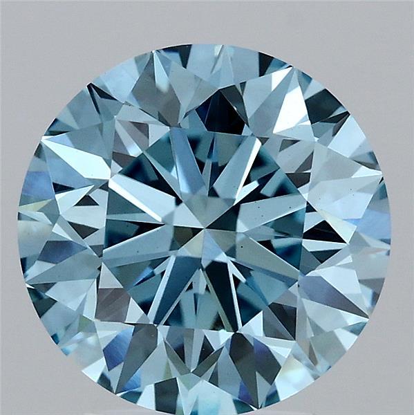 3.00 Carat Round Shaped, Excellent Cut, FANCY VIVID BLUE Color, VS1 Clarity, IGI Certified Lab Grown Diamond